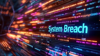 Fototapeta premium Cybersecurity Breach Visualization concept. Digital data flow with 