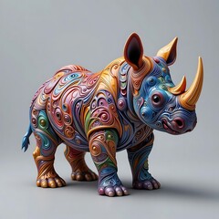 Obraz premium Colorful Intricate Rhino Sculpture