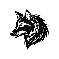 Detailed Black and White Wolf Head Vector Illustration