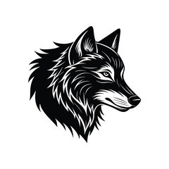 Obraz premium Detailed Black and White Wolf Head Vector Illustration