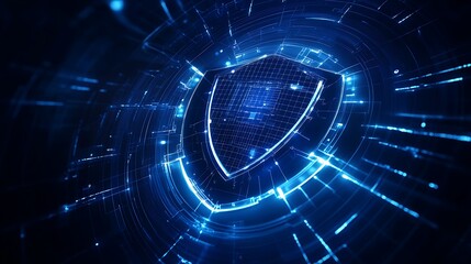 Obraz premium Digital Shield Concept Representing Cybersecurity and Data Protection in Futuristic Technology Background