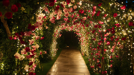 Fototapeta premium Romantic Rose Archway at Night 