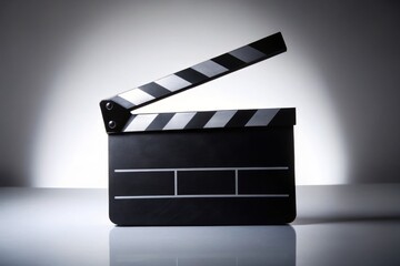 Clapperboard Silhouette: Filmmaking Equipment, Movie Production, Dark Silhouette, Isolated White Background