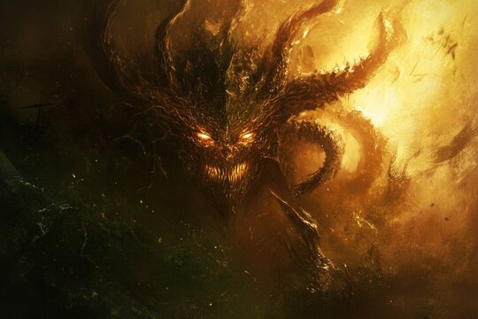 A mysterious demon-like being is seen in the middle of the night, adding an air of mystery and eeriness to the scene