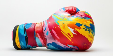 Obraz premium Vibrantly Colored Fighting Glove Set Against a Plain White Background