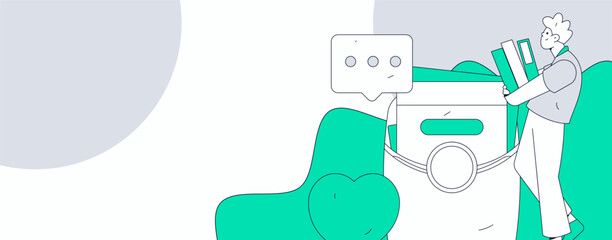 Use red envelopes to attract new customers and promote activity. Flat vector character concept illustration
