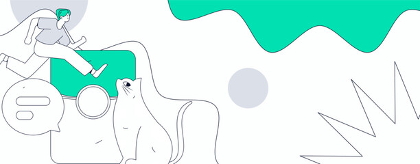 Use red envelopes to attract new customers and promote activity. Flat vector character concept illustration
