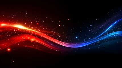 Fototapeta premium Glowing Red and Blue Light Trails on Black Background