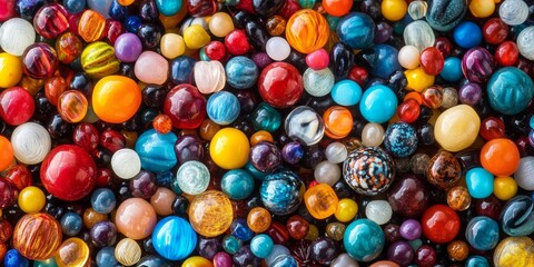 A close up view of a heap of multi colored beads collected in a box, showcasing the vibrant diversity of the multi colored beads and their various shapes and sizes.