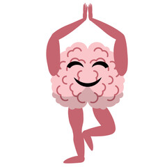 Brain Cartoon Yoga Gesture Illustration