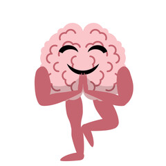Brain Cartoon Yoga Gesture Illustration