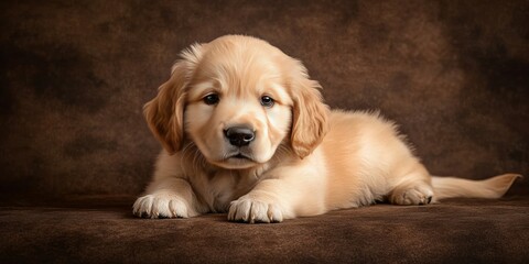 Adorable Golden Retriever puppy showcasing playful charm and cuteness, perfect for capturing heartwarming moments in photography. This Golden Retriever puppy is full of joy and innocence.