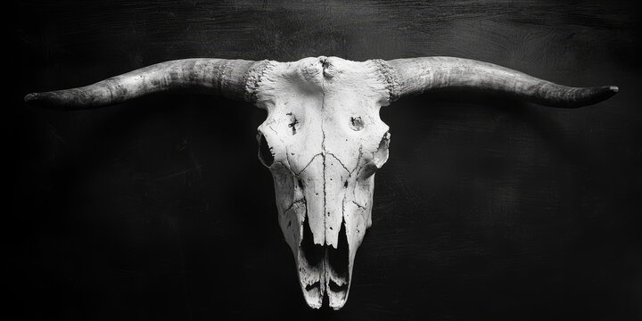 Black and white cow skull photography showcasing the unique textures and details of the cow skull, perfect for artistic projects and creative endeavors featuring cow skull imagery.