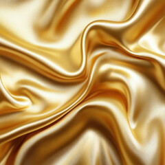 Obraz premium Luxurious golden satin fabric draping elegantly, showcasing its shine and smooth texture for various design applications