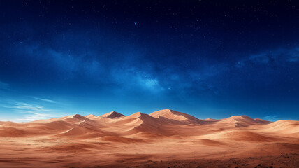 Fototapeta premium Stunning desert landscape under starry night sky