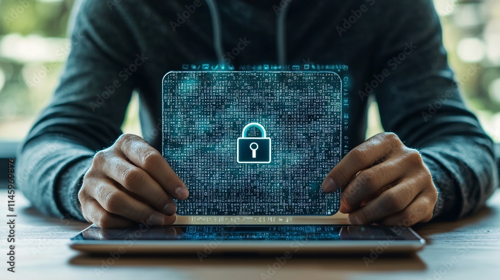 Poster a close-up of hands typing login credentials for secure registration and enrollment verification on 
