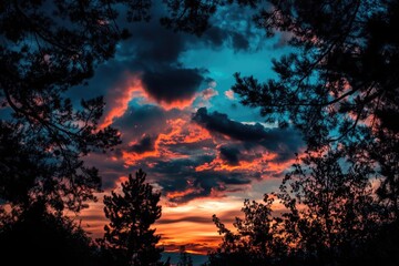 A serene sunset scene with clouds illuminated by warm sunlight, suitable for use in travel or nature-themed projects