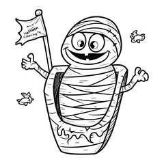 Elegant Silhouette Of A Black Abd White Mummy Vector Illustration