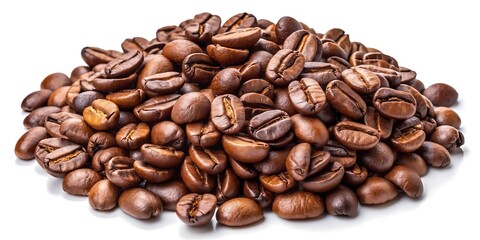 Obraz premium Organic Coffee Beans Displayed On A White Background In Stunning Photos. Coffee. Beans. White. Background. Photos. Images. Aroma. Roast. Cafe. Organic. Drink. Premium. Grain.