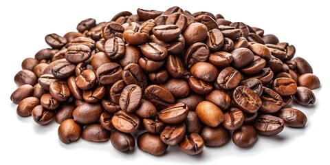 Fototapeta premium Rustic Coffee Beans On A White Background Ideal For Natural Photography. Coffee. Beans. White. Background. Photos. Images. Roast. Organic. Cafe. Aroma. Premium. Drink. Grain.