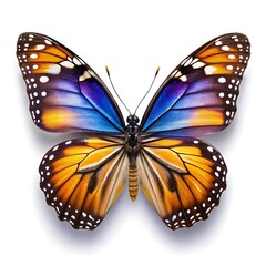 Fototapeta premium Vibrant Butterfly On A White Background Perfect For Art And Design Projects. Butterfly. White. Background. Photos. Images. Wings. Colorful. Nature. Wildlife. Art. Design. Insect.