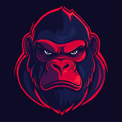 Gorilla head logo design. Modern vector illustration art.