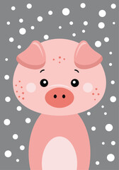 Lovely illustration with cute pig