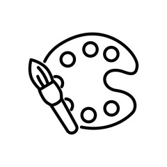 palette and brush vector icon, line style icon