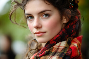 Fototapeta premium Authentic Scottish person Piper in Traditional Attire, Generative AI Artwork Capturing Cultural Heritage