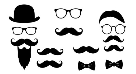 Minimalist Black Silhouette Collection Hairstyles, and Accessories for Men and Women
