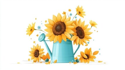 Vibrant sunflower arrangement garden digital art bright environment close-up floral concept