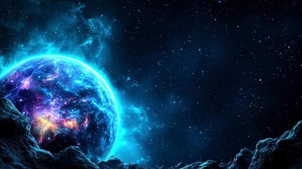 Obraz premium A photostock of abstract cosmic galaxies with vibrant colors, glowing against a black background, detailed and magical, High Quality