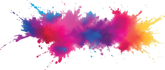A Powerful and Vibrant Multicolor Powder Explosion, Forming a Magnificent Cloud of Bright, Radiant Colors and Dust That Fills the White Background in a Captivating Display of Dynamic Motion.