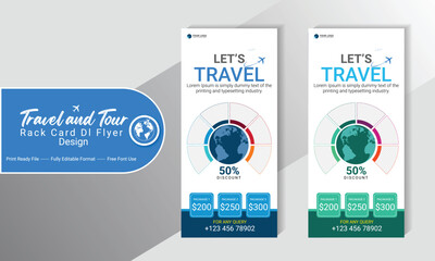 Creative and Modern Travel Rack Card Di Flyer Bundle Design