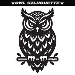 Owl vector silhouette. Black and white vector