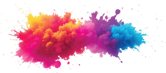 Multicolor powder explosion on White background. Colored cloud. Colorful dust explode. Paint Holi. colorful rainbow Holi paint color powder explosion with bright colors isolated white background	