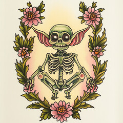 Goblin tattoo flash illustration