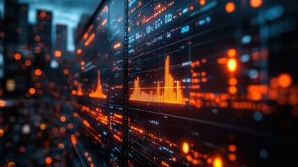 Futuristic Cityscape Data Visualization: A Glimpse into Technological Advancement