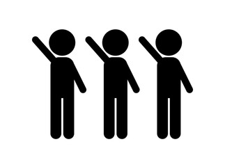 手を挙げる　応援　人々