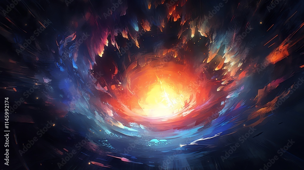Canvas Prints abstract fiery nebula swirling in cosmic space.