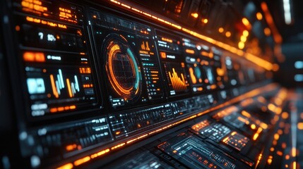 Obraz premium Futuristic Technology Interface: A Glimpse into Advanced Digital Control Panel