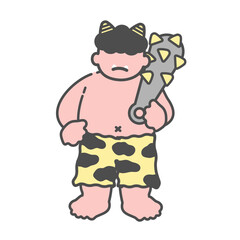 金棒を持つ赤鬼　イラスト