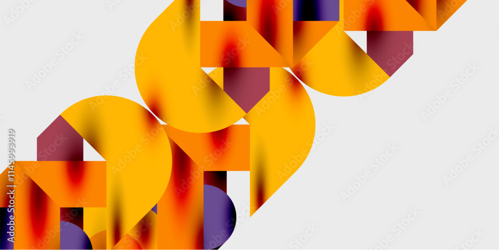Poster modern abstract background featuring circles, lines, and triangles in a dynamic geometric compositio