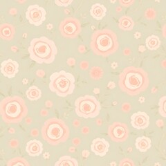 Whimsical Floral Pattern: A seamless pattern of delicate pink and white flowers, set against a soft green background, creates a cheerful and romantic backdrop for any design project.