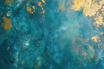 An abstract textured background featuring deep teal and gold hues, with a mix of smooth and rough surfaces creating a visually striking effect.