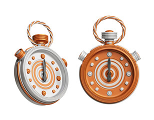 Realistic 3D Stop Watch Icons – Transparent Background for Digital Use