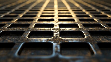 Metal Grate with Holes Close-Up