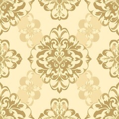 Fototapeta premium Golden Damask Seamless Pattern 