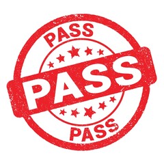 PASS text written on red stamp sign.