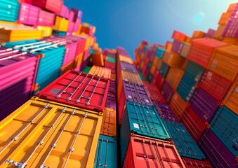 Fototapeta premium illustration of Global business logistics import export background and container cargo freight ship transport concept, traffic cargo